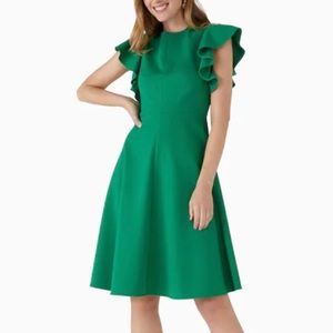 NWT RARE kate spade Ponte flutter dress green bean midi dress KB006 size 14